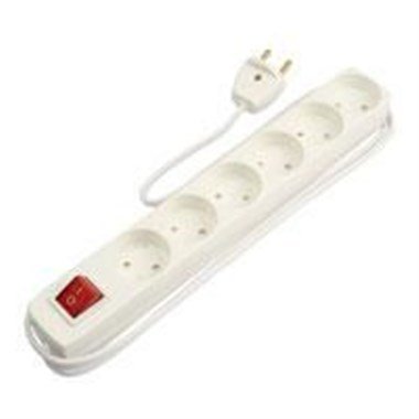 GN Belysning 6-stikdse m/1,5m ledning og afbryder Hvid B&H - 153291 #1