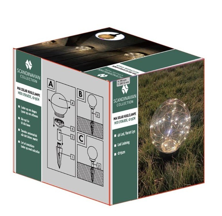 Mia Solar kuglelampe med lyskde, 15cm #1