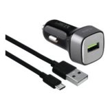 Bil lader 12W 1USB-A w/MicroUSB Cable Black #1