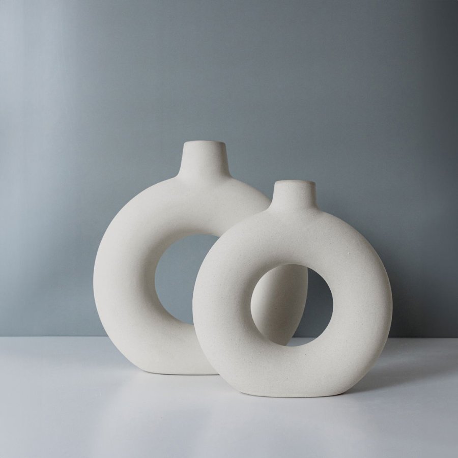 OH - Rund keramik vase - 2 pak  #1