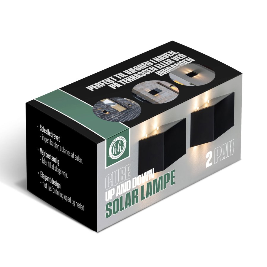 Cube up and down solar lampe - 2 stk  #1