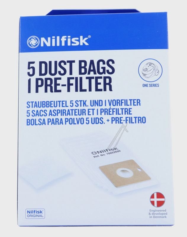 78602600 ST�VSUGERPOSER 5 STK + FILTER, NILFISK COUPE, GO, COMPACT #1