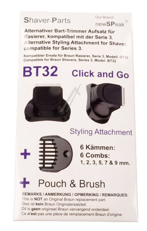 TRIMMERHOVED MED 5 STYLINGTILBEH�R, ALTERNATIVT TIL BRAUN BT32 (SERIES 3 BARBERMASKINE) #1