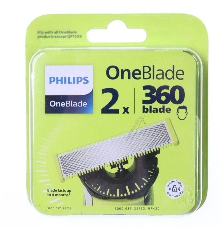 QP420/50 ONEBLADE 360� UDSKIFTELIGE SK�R, S�LVFARVET (2 STK.) #1