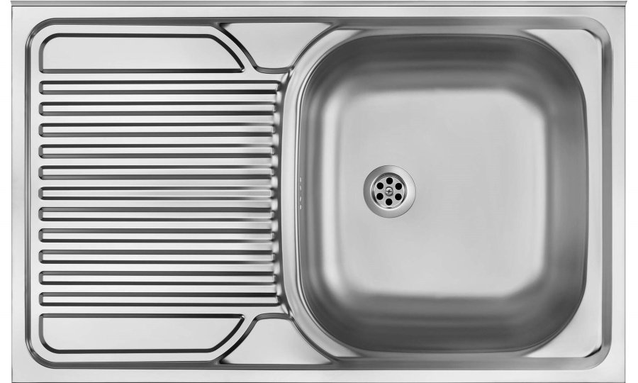 1-bowl steel sink with drainer on the left side - overlay #1