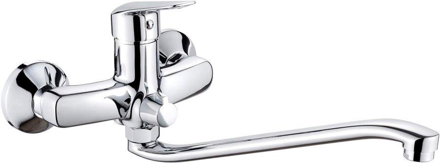 Wall-mounted washbasin mixer with extended spout - hose connection #1