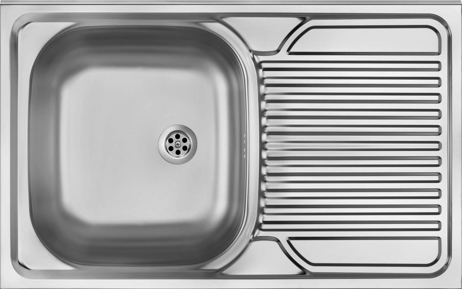 1-bowl steel sink with drainer on the right side - overlay #1
