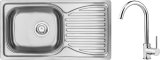 Steel sink with 1-bowl faucet with drainer #1