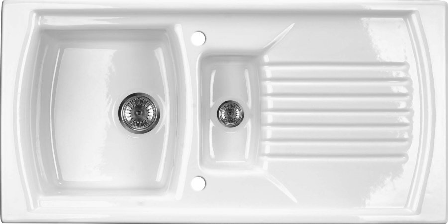 1.5-bowl ceramic sink with drainer #1