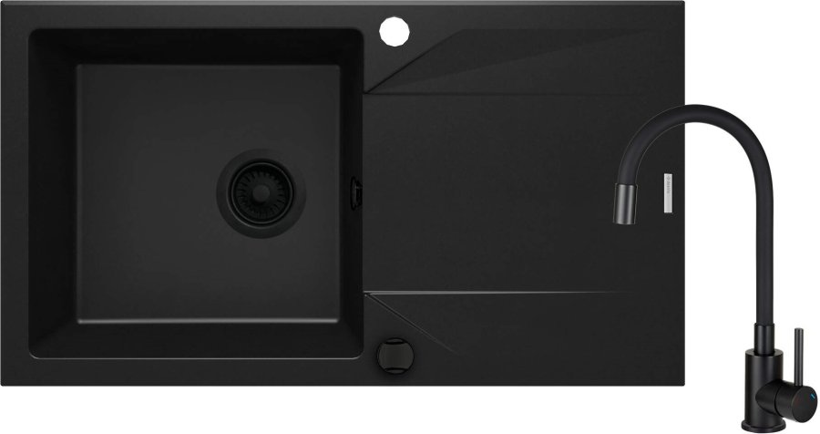 Granite sink with tap 1-bowl with drainer #1