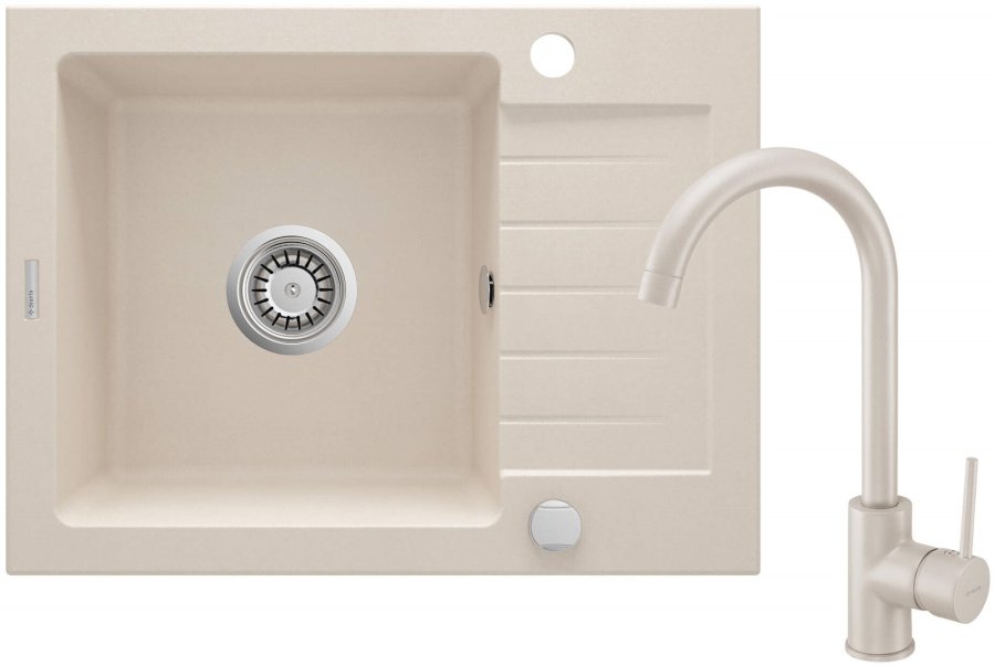 Granite sink with 1-bowl faucet with drainer #1