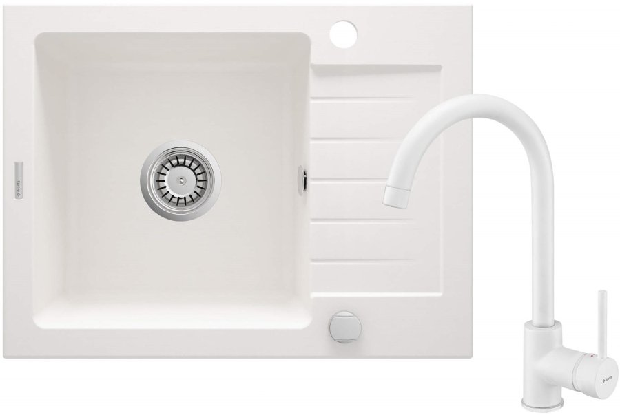 Granite sink with 1-bowl faucet with drainer #1