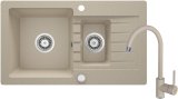 Granite sink with 1.5-bowl faucet with drainer #1