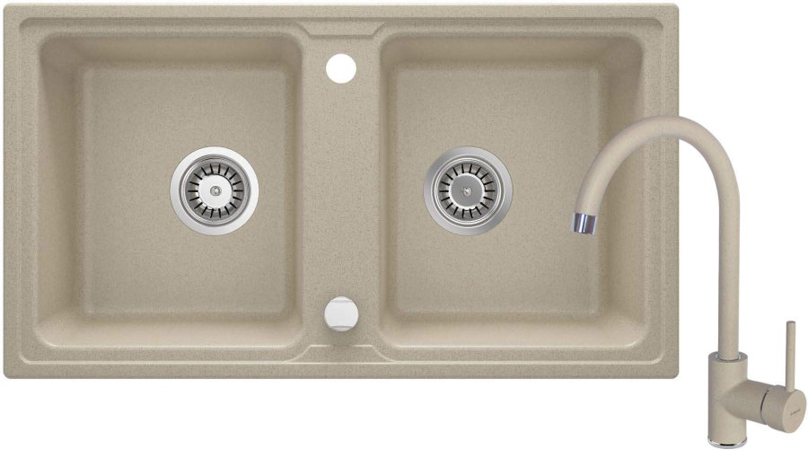 Granite sink with 2-bowl faucet #1