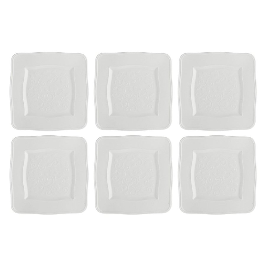Set of 6 Florentina Square Plates - White, 20 cm #1