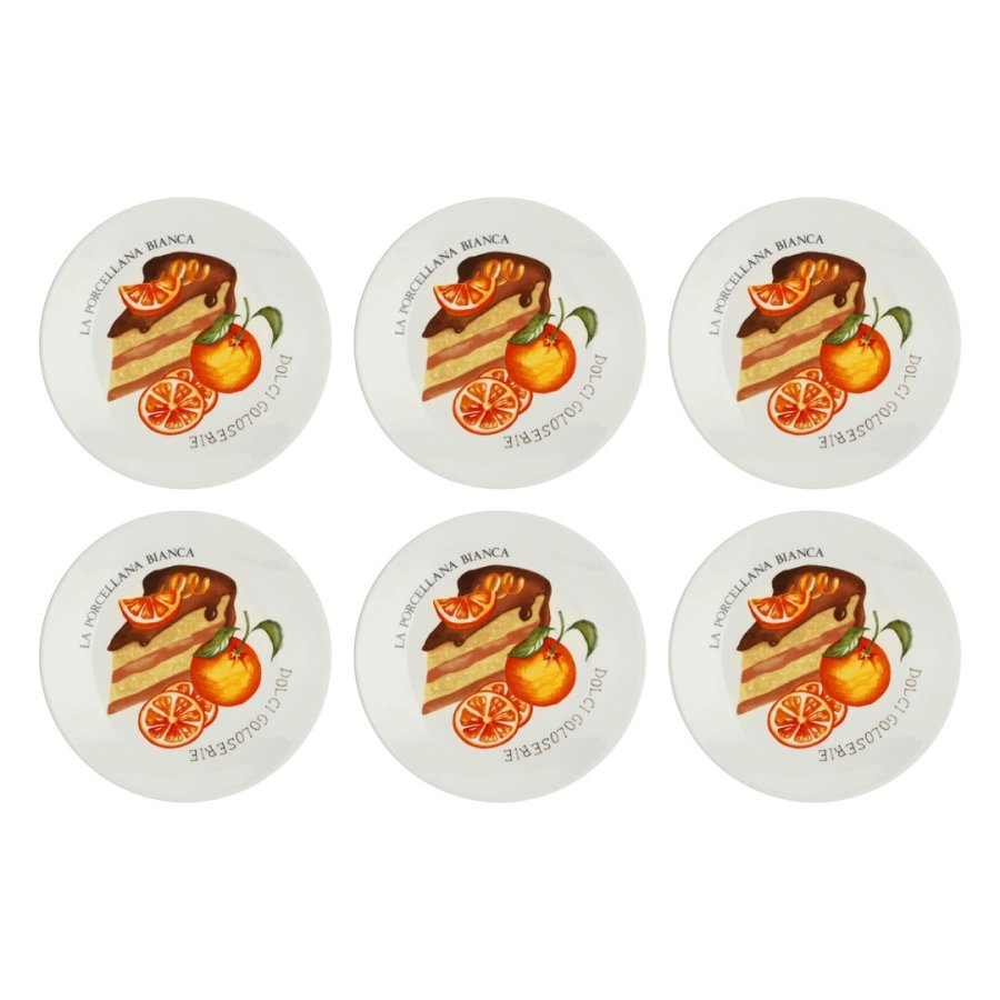 LA PORCELLANA BIANCA GOLOSERIE Set of 6 cake plates 17.5 cm #1