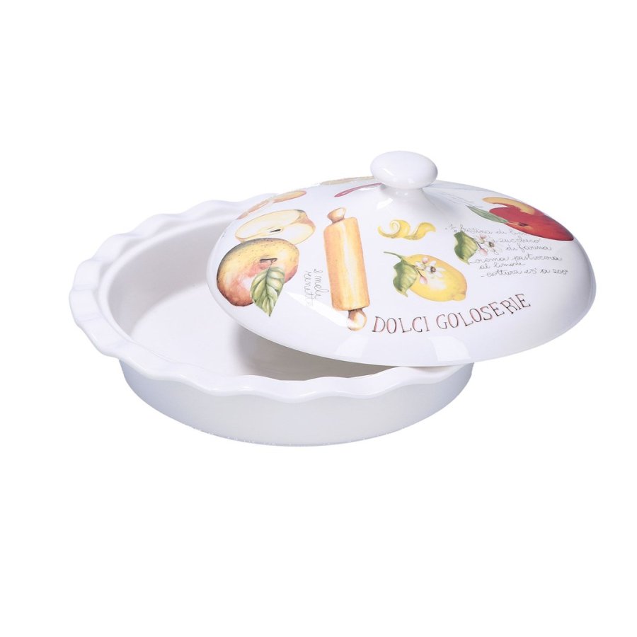 Apple pie platter with lid Goloserie - White, 27 cm #1