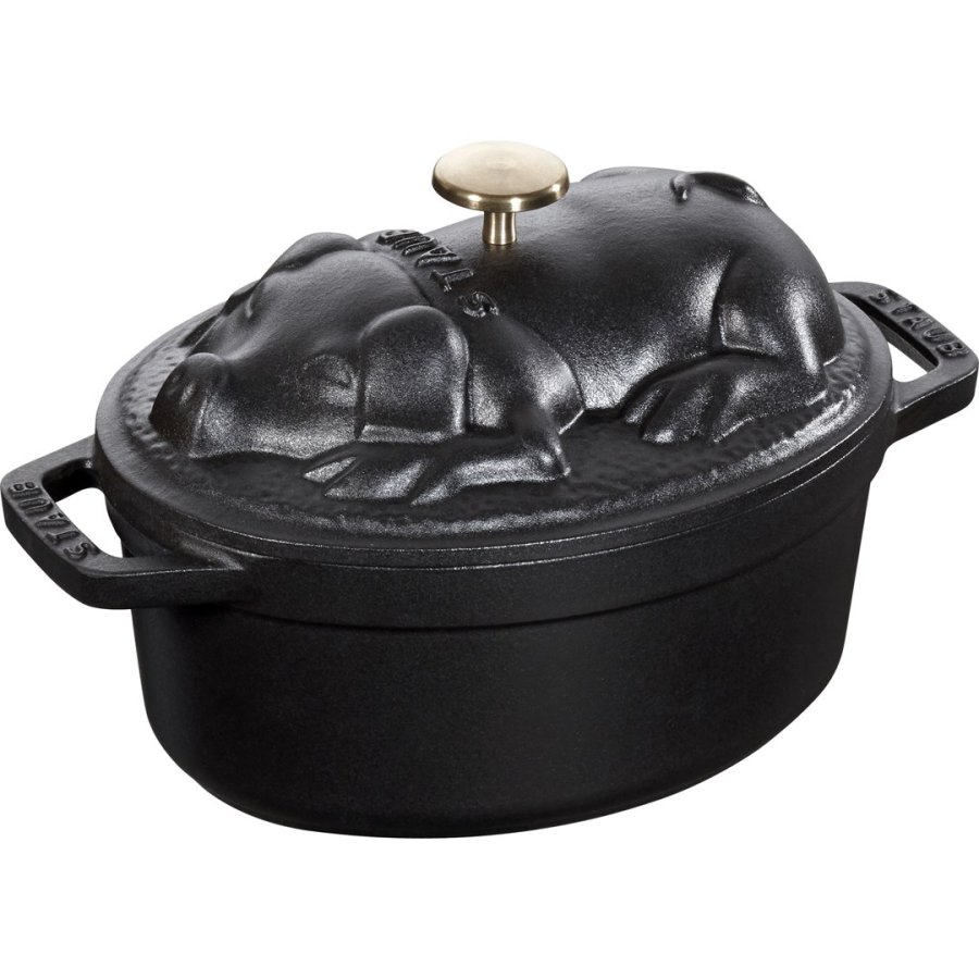 STAUB SPECIAL COCOTTE Cast iron pot oval pig 1 ltr, black #1