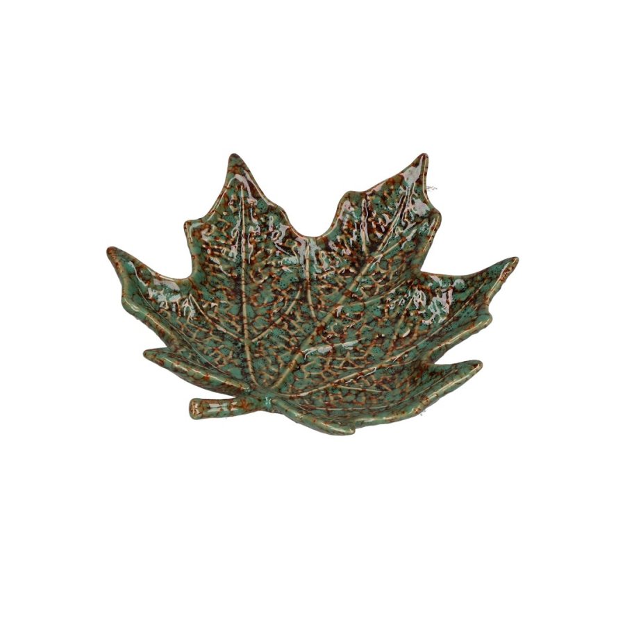 Set of 2 Sfogliami maple leaf platters - Green, 15 cm #1
