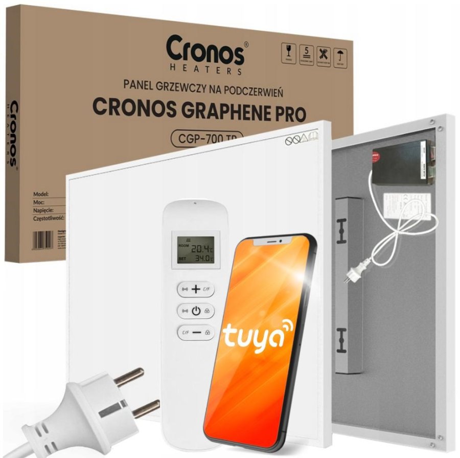 Cronos Grafen Pro CGP-700TWP 700W infrardt varmelegeme med WiFi og fjernbetjening #2