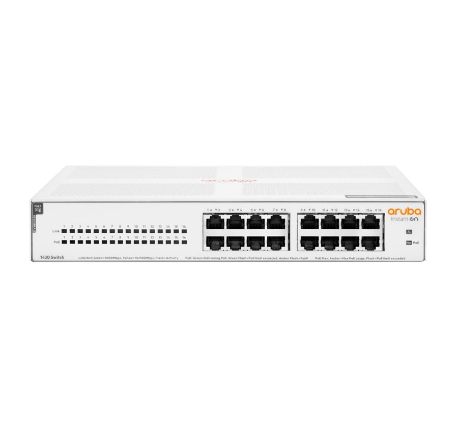 HPE Aruba Networking Aruba Instant On 1430 16G Class4 PoE 124W Ikke administreret L2 Gigabit Ethernet (10/100/1000) Strm over Ethernet (PoE) 1U Hvid #2