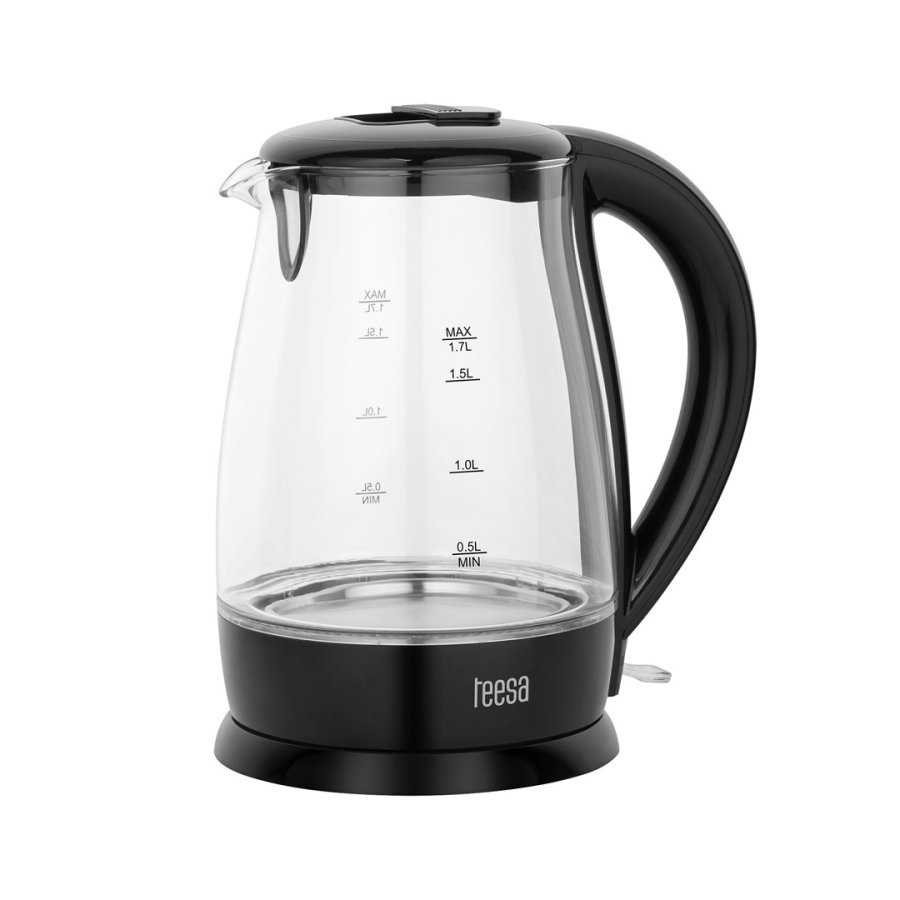 TEESA Electric Kettle, Glass, 2200 W, Black, 1.7 L #1