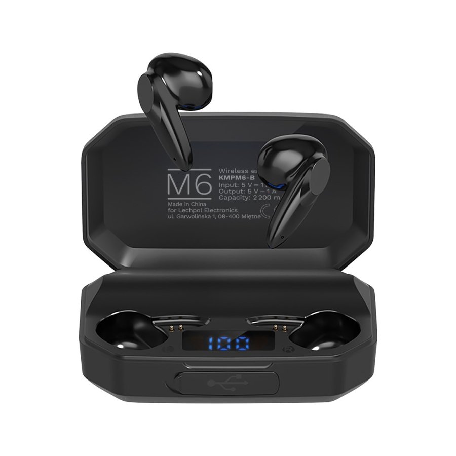 Kruger&Matz M6 wireless in-ear headphones with power bank - black #1