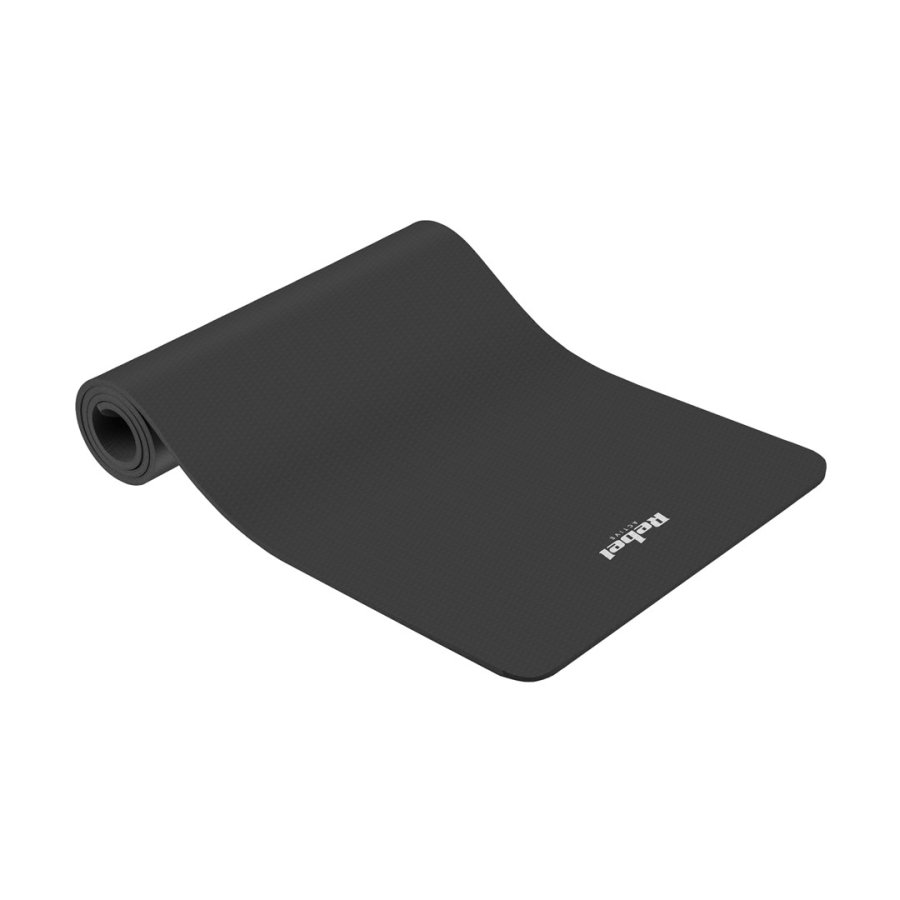 Gymnastic mat for yoga, pilates, fitness, 183x61cm, thickness 6mm, TPE material, black, REBEL ACTIVE #1
