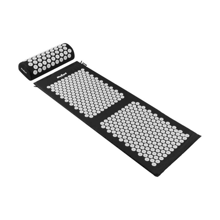 Acupressure health mat with spikes with pillow, 130x50cm, black, Rebel Active #1