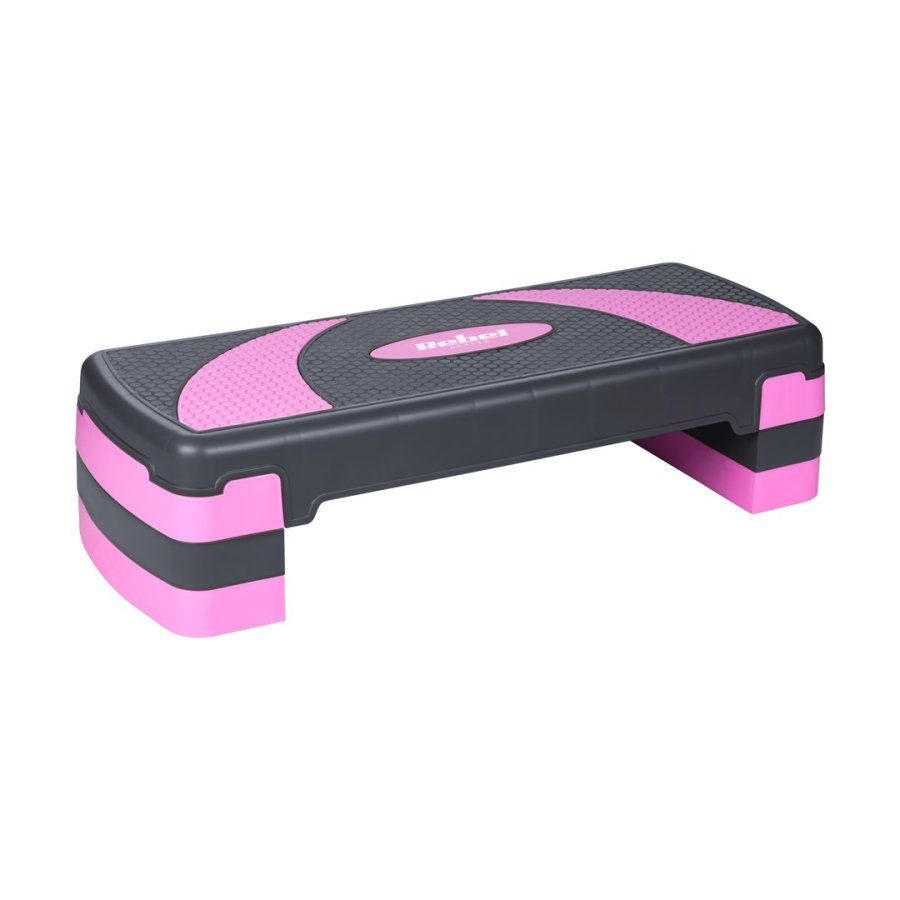 Step for aerobics and fitness exercises, 3 steps, gray-purple, REBEL ACTIVE #1