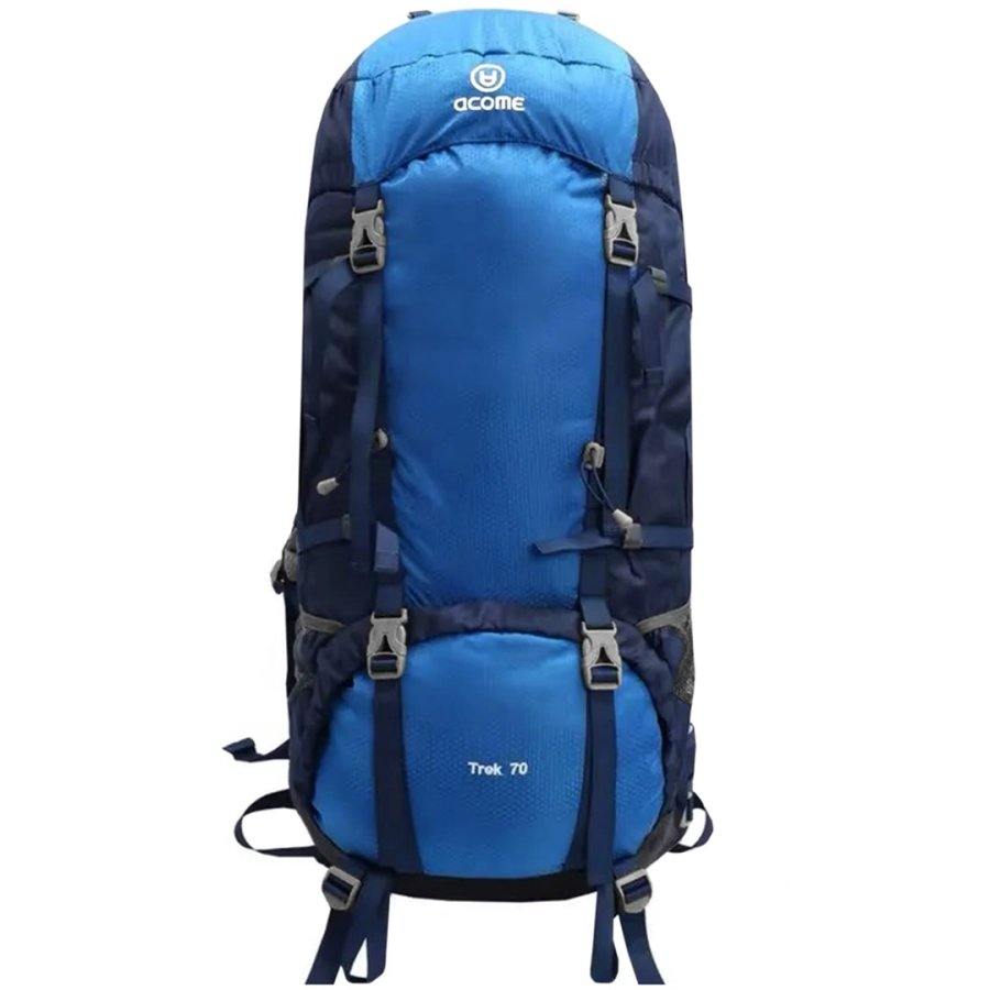 Acome Trek 70L hiking backpack blue #1