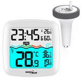 Vejrstation med GreenBlue pooltermometer, rkkevidde 60 m, svmmende sensor, temperatur, tid, kalender, DCF, GB216 #1