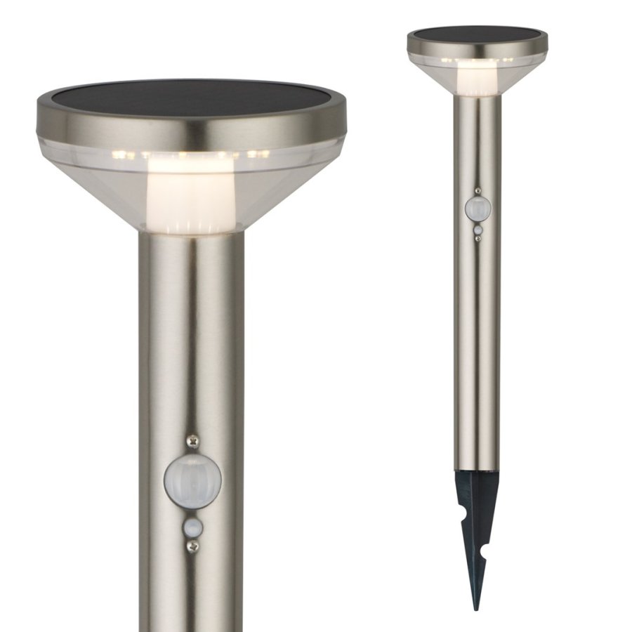 Maclean Solar LED Lamp, with Sensor, 3 Modes, Hammer, Li-ion 18650, IP44, 3,7V, 1200 mAh, Chrome matt, MCE465 C/M #1