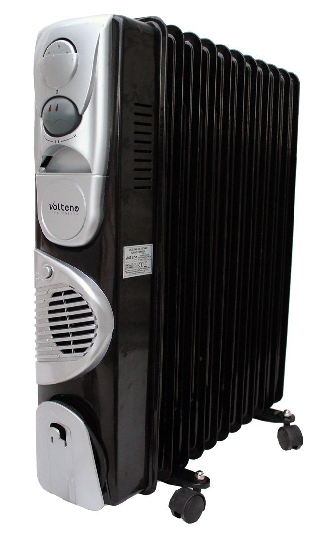 VOLTENO OIL-FILLED RADIATOR 11-FIN TURBO+TIMER BLACK 2500W+400W #1