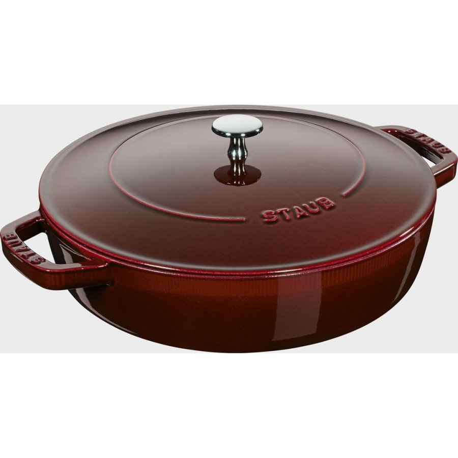 STAUB Cast Iron Braising Pan with Lid 24 cm, Grenadine #1