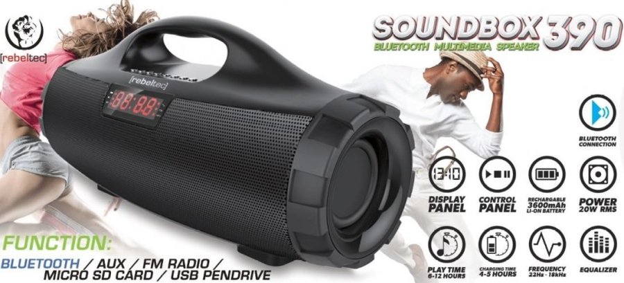 Rebeltec SoundBox 390 Portable Bluetooth Speaker black, 20W RMS #1