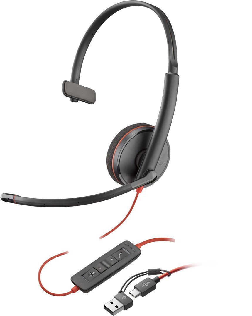 HP Poly Blackwire 3210 Monaural USB-C Headset +USB-C/A Adapter #2