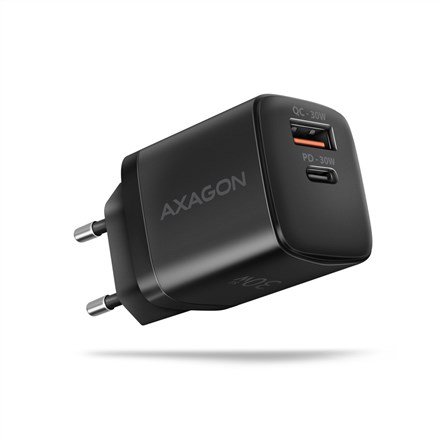 Axagon ACU-PQ30 Ladegert QC3.0, 4.0/AFC/FCP/PPS/Apple+ PD USB-C, 30W - schwarz - Kompaktes Ladegert - 1x USB-C und 1x USB-A Mobiltelefon, Smartphone, SmartWatch, Tablet, Universel Sort Vekselstrm Hurtig opladning Indendrs #2