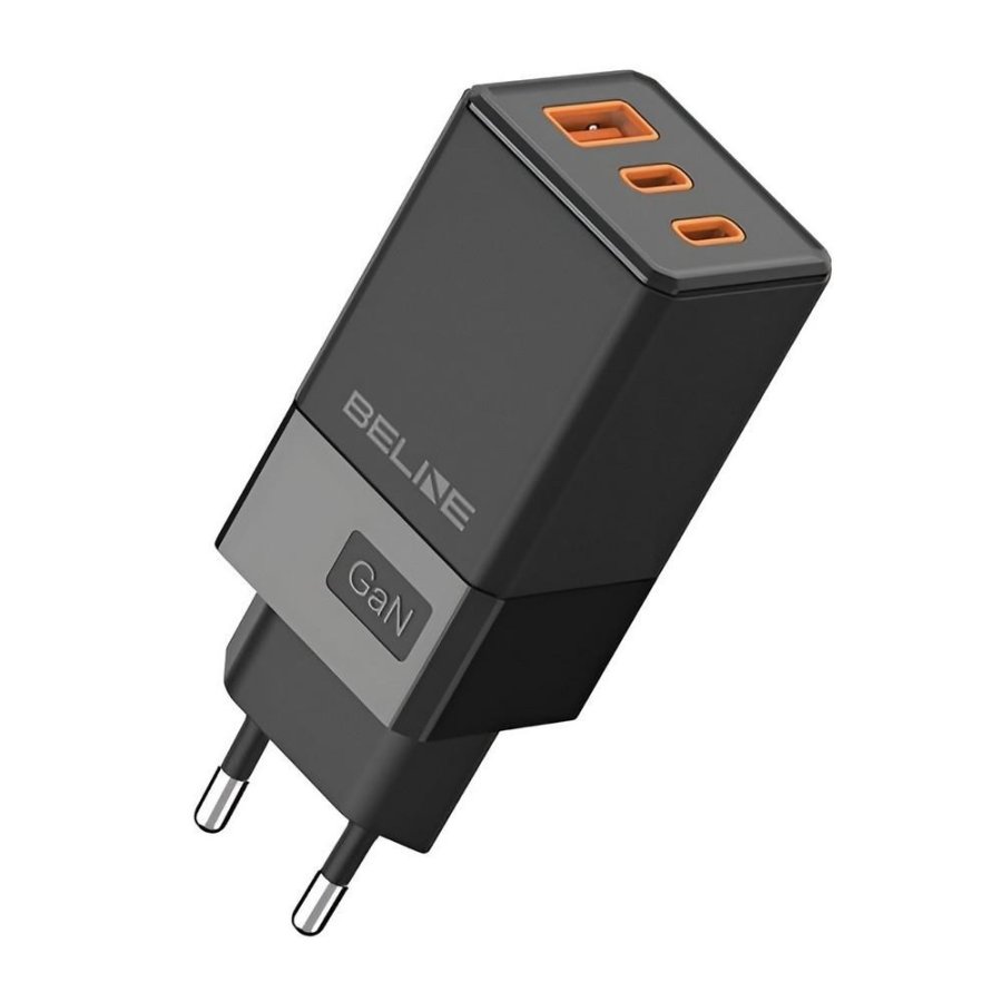 Beline 65W GaN Wall Charger 2xUSB-C PD 3.0 + 1xUSB-A QC 3.0 without cable - black #1