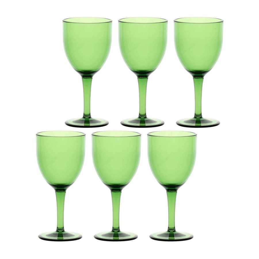 ROSE&TULIPANI FIABA Set of 6 Acrylic Wine Glasses 400 ml, Green #1