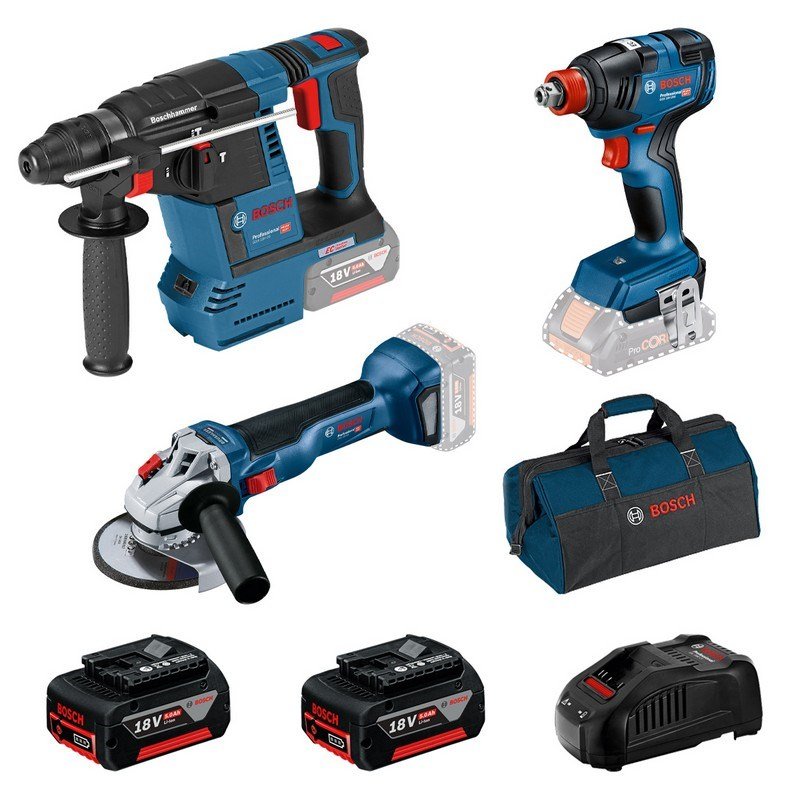 BOSCH. 18V COMBO KIT (GBH 18V-26 + GDX 18V-200 + GWS 18V-10) 2x5,0Ah BAG ... #1