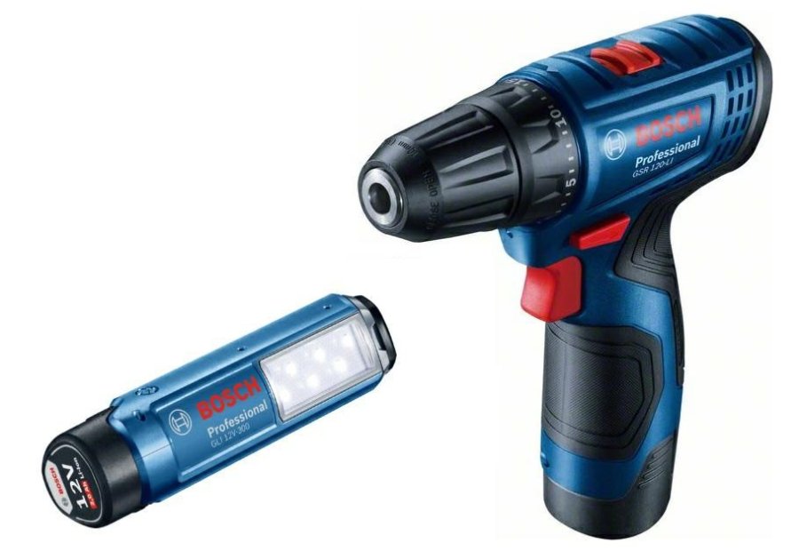BOSCH. GSR 120-LI 2x2,0Ah 30/14Nm SCREWDRIVER +GLI 12V-300 LAMP CASE #1