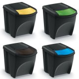 KEDEN SORTIBOX 25L SET 4 WASTE BIN - BLACK WIDE RECYCLING #1