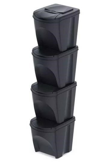 KEDEN WASTE BIN SORTIBOX 25L SET 4 - ANTHRACITE ECO WOOD #1