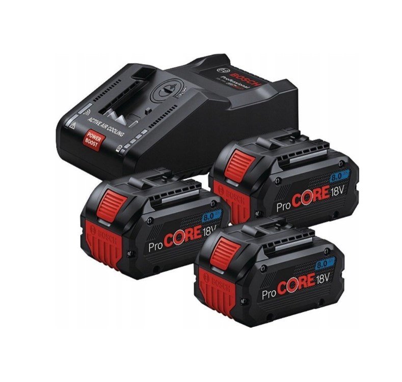 BOSCH. BATTERY 18V 8.0Ah PROCORE 3pcs. +CHARGER GAL 18V-160 ... #1