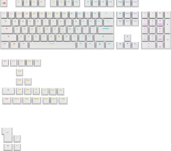 Glorious GPBT Backlit Keycaps, ANSI Layout (US), PBT, Dye-Sub - White #1