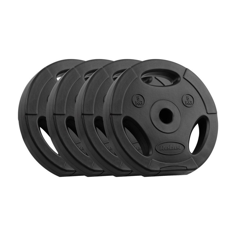 Bituminous Weight Set 4x5kg, bore 31mm, disc with handles, REBEL ACTIVE #1