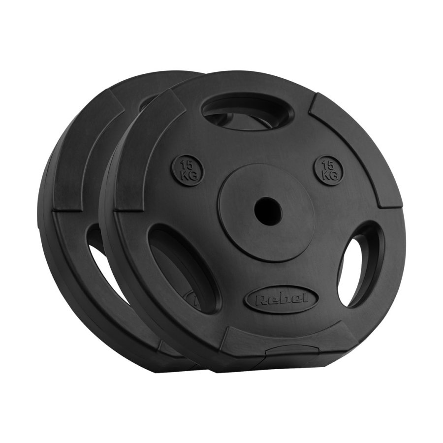 Bituminous Weight Set 2x15kg, bore 31mm, disc with handles, REBEL ACTIVE #1