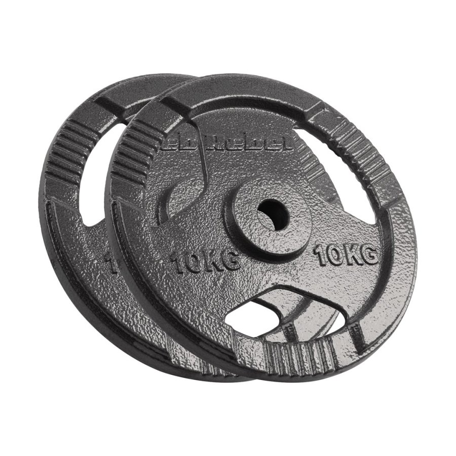 Cast iron weight set 2x10kg, bore 31mm, disc with handles, REBEL ACTIVE #1