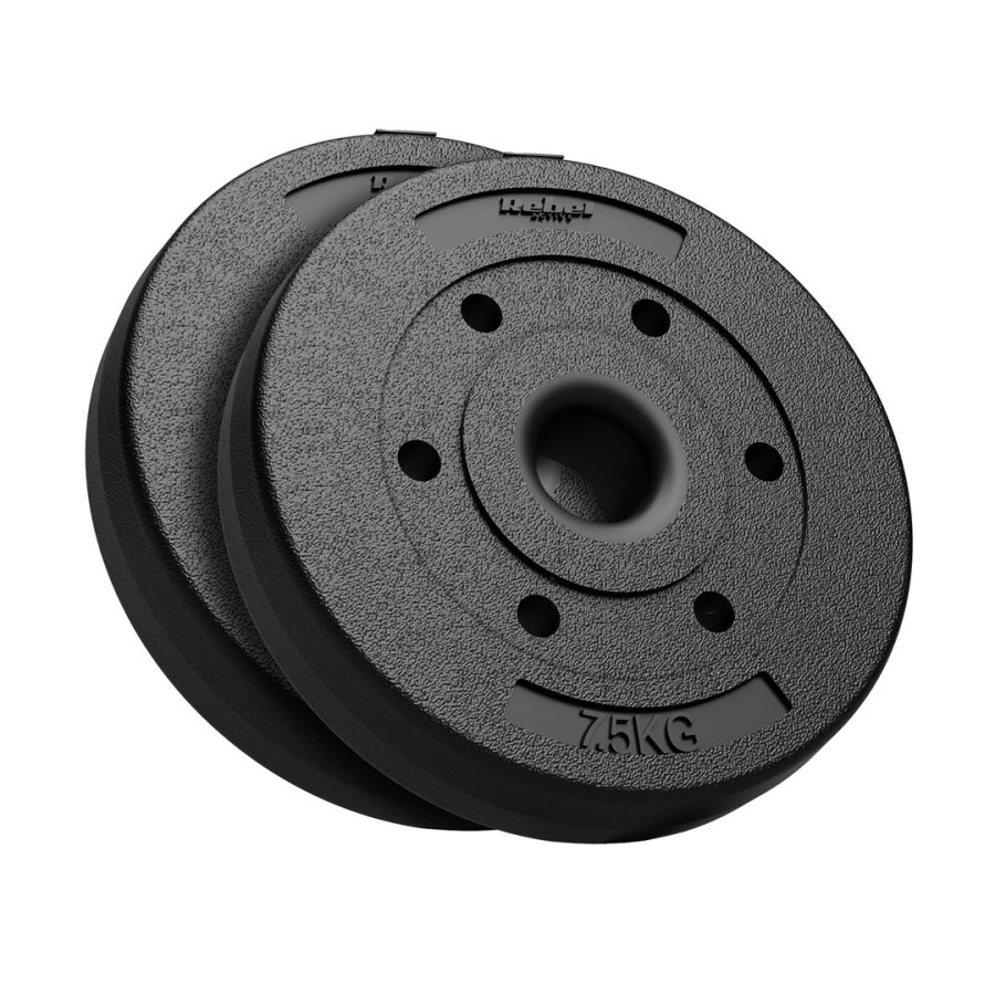 Bituminous Weight Set 2x7.5kg, 51mm bore - for Olympic barbells, REBEL ACTIVE #1